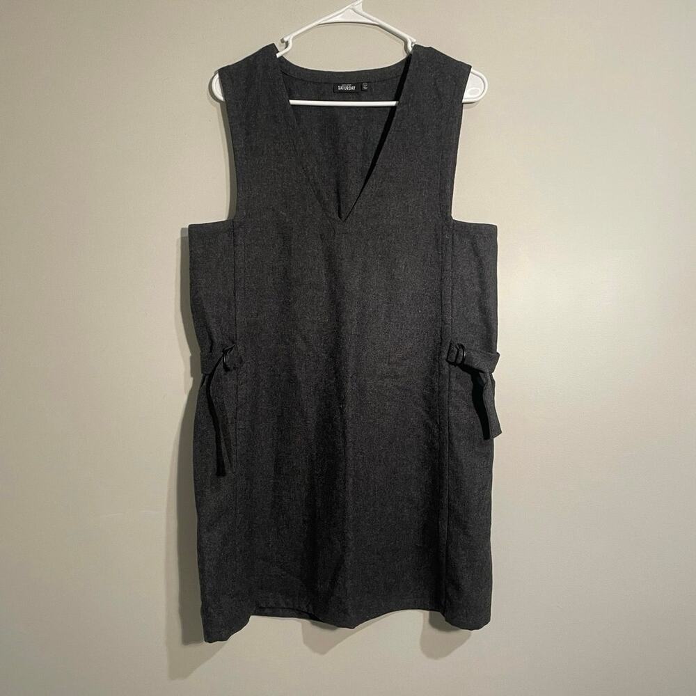Kate Spade Saturday Gray Wool Blend V-Neck Pinafore Style Mini Dress